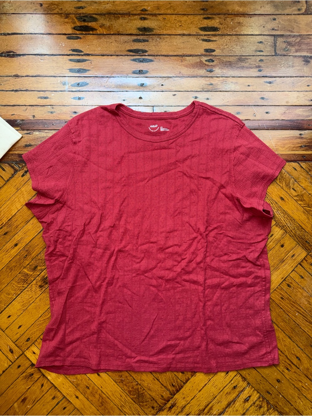 aerie Ribbed Short Sleeve Tee - Red